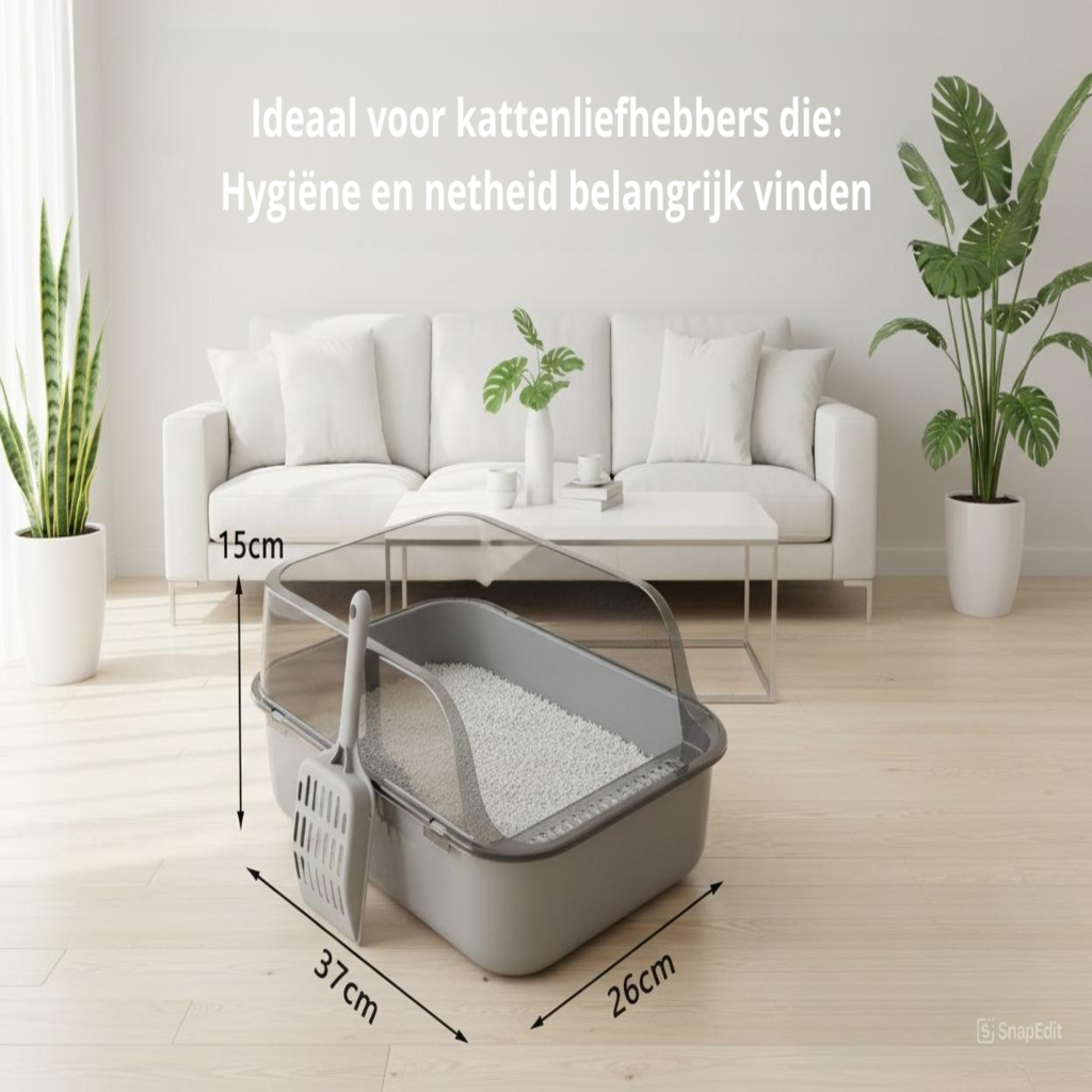 PurrSafe Elite – Halfgesloten Spatwaterdichte Kattenbak - Inclusief Schepje
